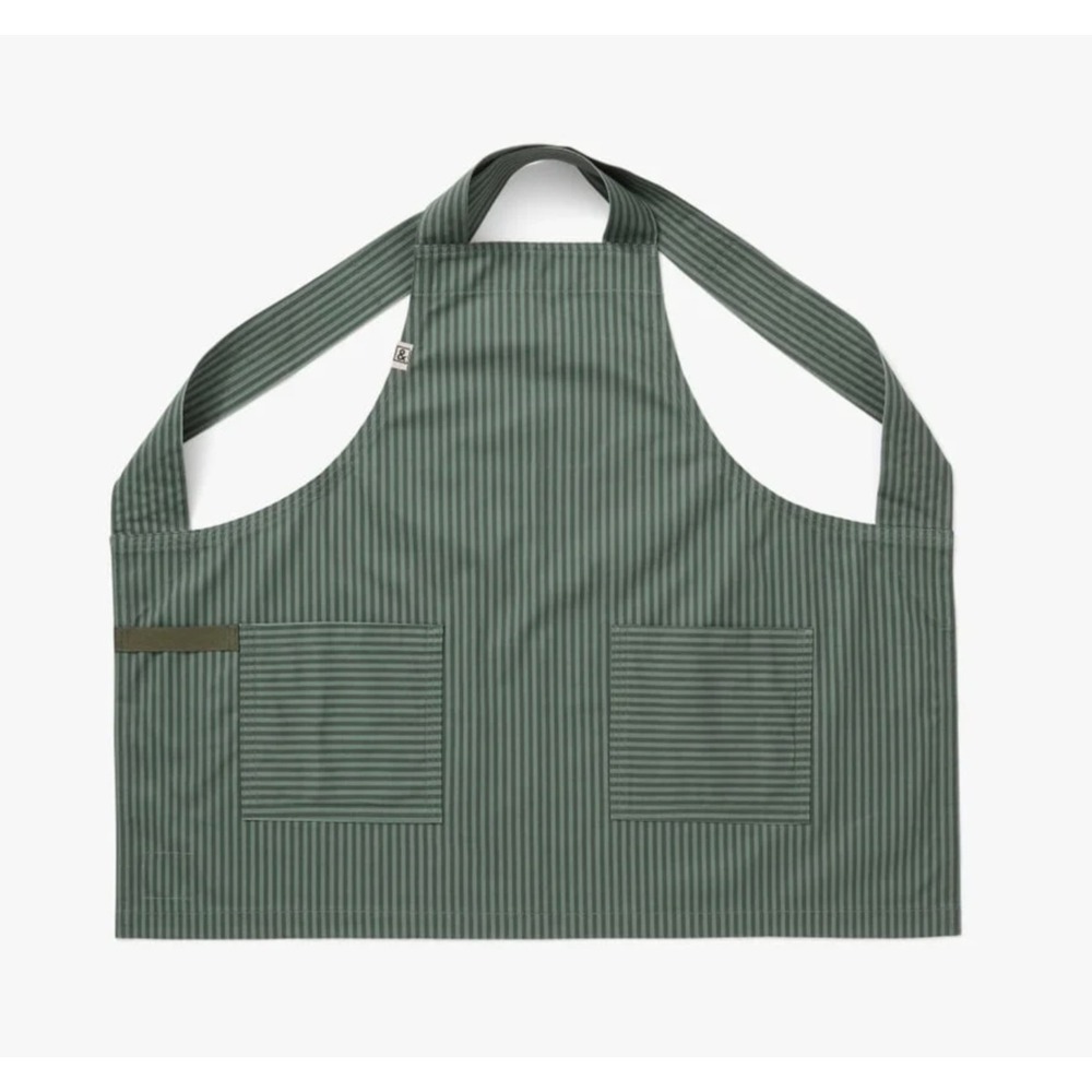Hedley & Bennett Smock Apron Kale Green Striped 100% Cotton Twill Chef Kitchen